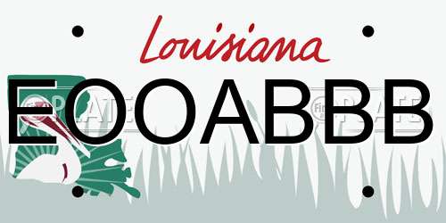 EOOABBB Louisiana License Plate