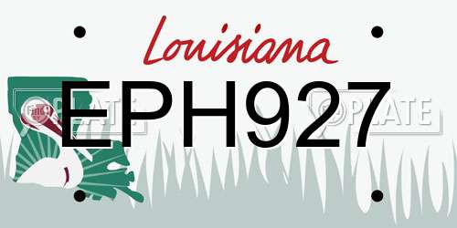 EPH927 Louisiana License Plate