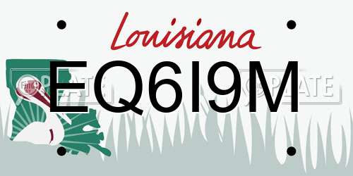 EQ6I9M Louisiana License Plate