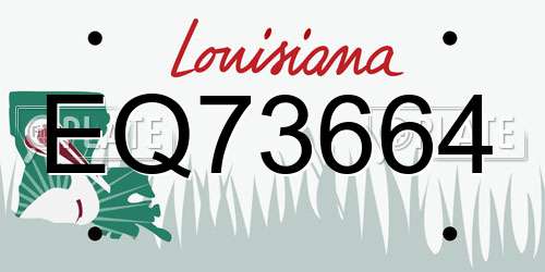 EQ73664 Louisiana License Plate