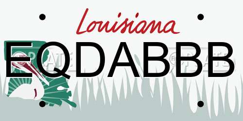 EQDABBB Louisiana License Plate