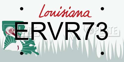 ERVR73 Louisiana License Plate