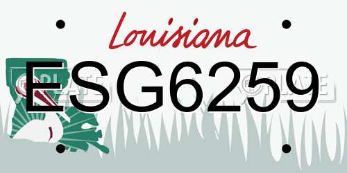 ESG6259 Louisiana License Plate