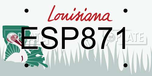ESP871 Louisiana License Plate