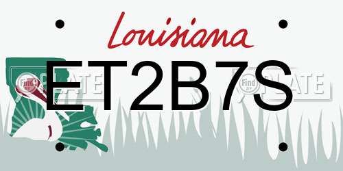 ET2B7S Louisiana License Plate