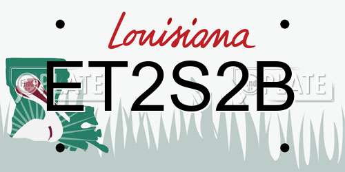 ET2S2B Louisiana License Plate