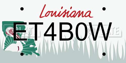 ET4B0W Louisiana License Plate
