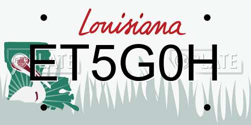 ET5G0H Louisiana License Plate