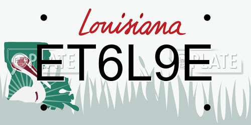 ET6L9E Louisiana License Plate