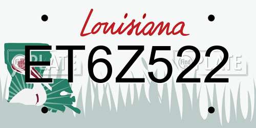 ET6Z522 Louisiana License Plate