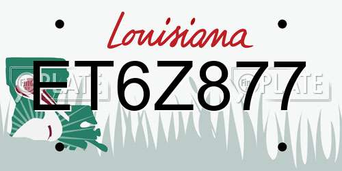 ET6Z877 Louisiana License Plate