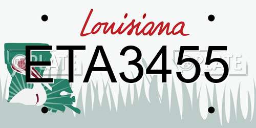 ETA3455 Louisiana License Plate