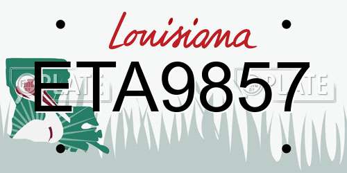ETA9857 Louisiana License Plate
