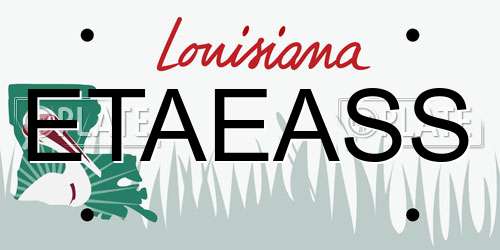 ETAEASS Louisiana License Plate