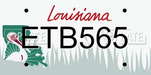 ETB565 Louisiana License Plate