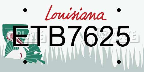 ETB7625 Louisiana License Plate