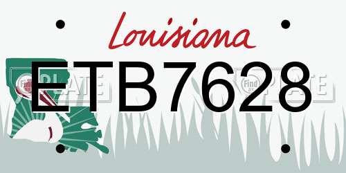 ETB7628 Louisiana License Plate