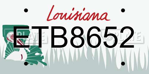 ETB8652 Louisiana License Plate