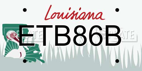 ETB86B Louisiana License Plate