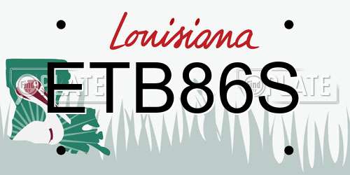 ETB86S Louisiana License Plate
