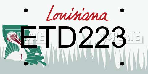 ETD223 Louisiana License Plate