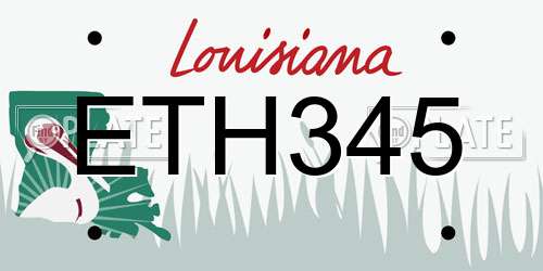 ETH345 Louisiana License Plate