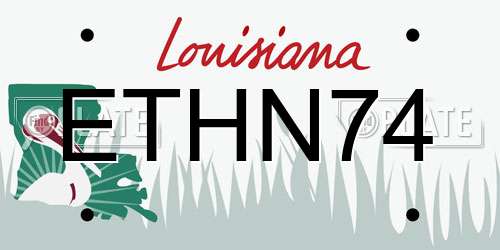 ETHN74 Louisiana License Plate