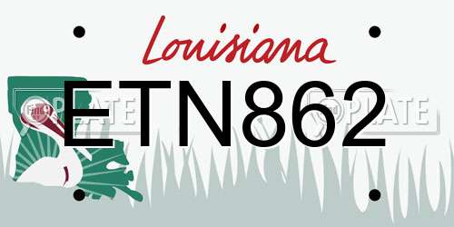 ETN862 Louisiana License Plate