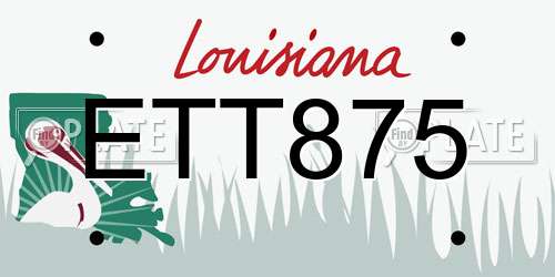 ETT875 Louisiana License Plate