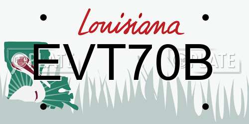 EVT70B Louisiana License Plate