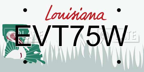 EVT75W Louisiana License Plate