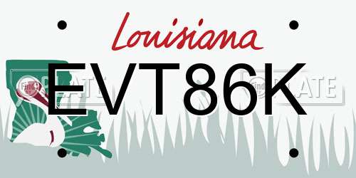 EVT86K Louisiana License Plate