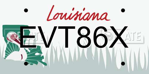 EVT86X Louisiana License Plate