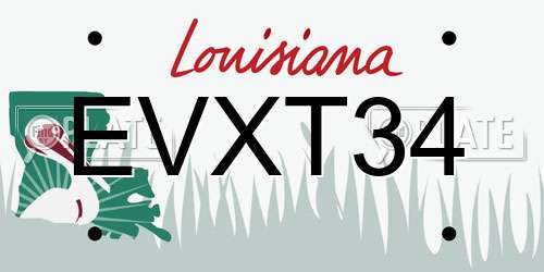 EVXT34 Louisiana License Plate
