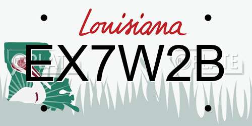 EX7W2B Louisiana License Plate