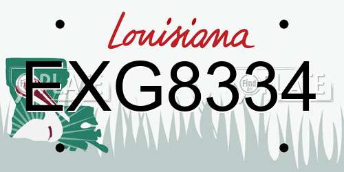 EXG8334 Louisiana License Plate