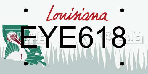 EYE618 Louisiana License Plate