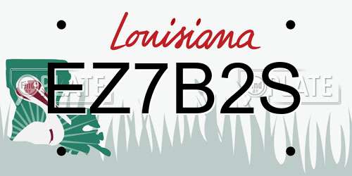 EZ7B2S Louisiana License Plate