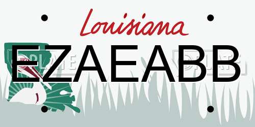 EZAEABB Louisiana License Plate