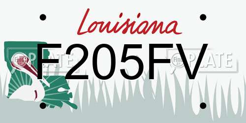 F205FV Louisiana License Plate