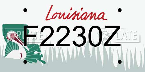 F2230Z Louisiana License Plate
