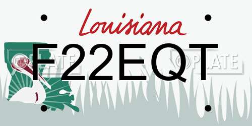 F22EQT Louisiana License Plate
