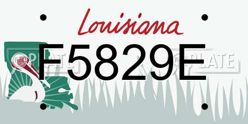 F5829E Louisiana License Plate