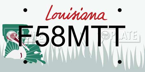 F58MTT Louisiana License Plate