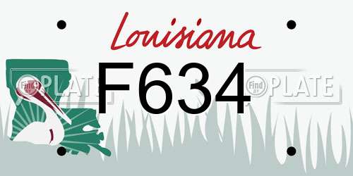 F634 Louisiana License Plate