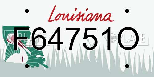 F64751O Louisiana License Plate
