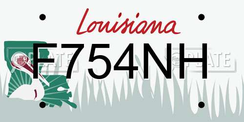 F754NH Louisiana License Plate