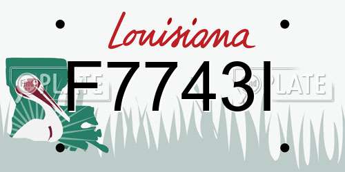 F7743I Louisiana License Plate