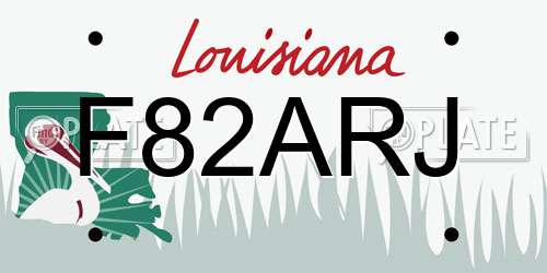 F82ARJ Louisiana License Plate