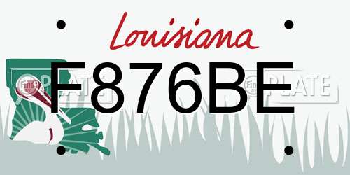 F876BE Louisiana License Plate